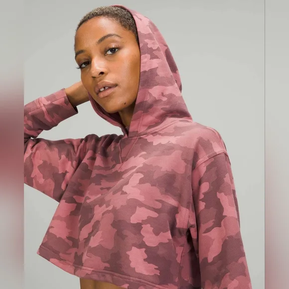 LULULEMON All Yours Cropped Hoodie Sweatshirt Camo Brier Rose Pink 6 S/M - Picture 9 of 9